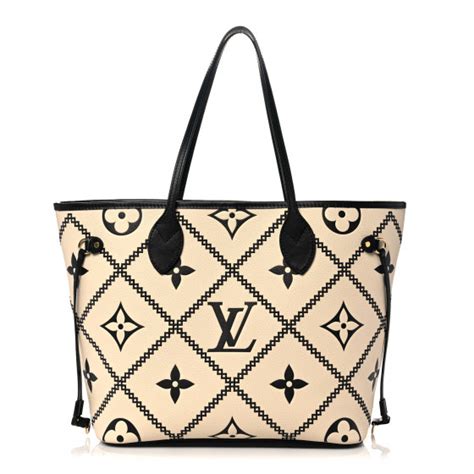 louis vuitton empreinte monogram giant broderies neverfull mm cream black